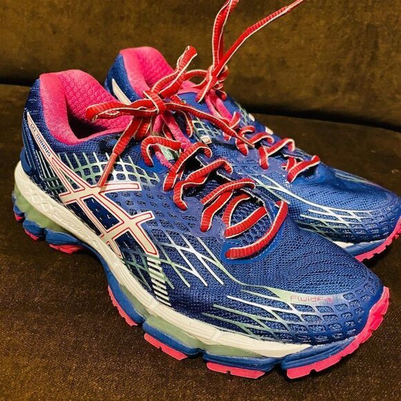 NEW ASICS GEL Nimbus 17 Womens 6.5 US 37 EUR Royal Blue Magenta pink - Picture 2 of 10